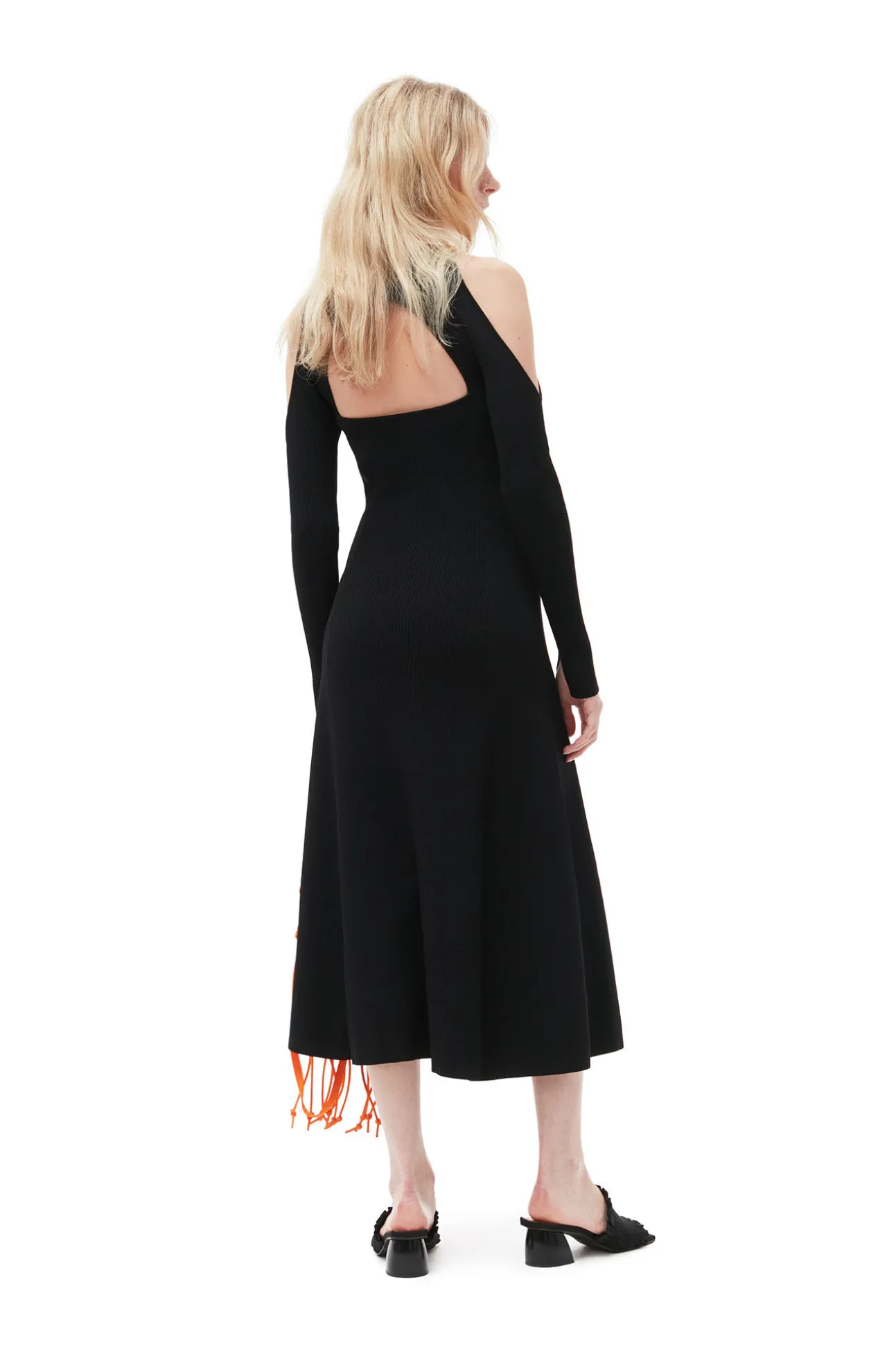 Best Sale GANNI Meliertes Midikleid Mit Offenem Rucken Black
