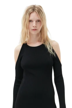Best Sale GANNI Meliertes Midikleid Mit Offenem Rucken Black