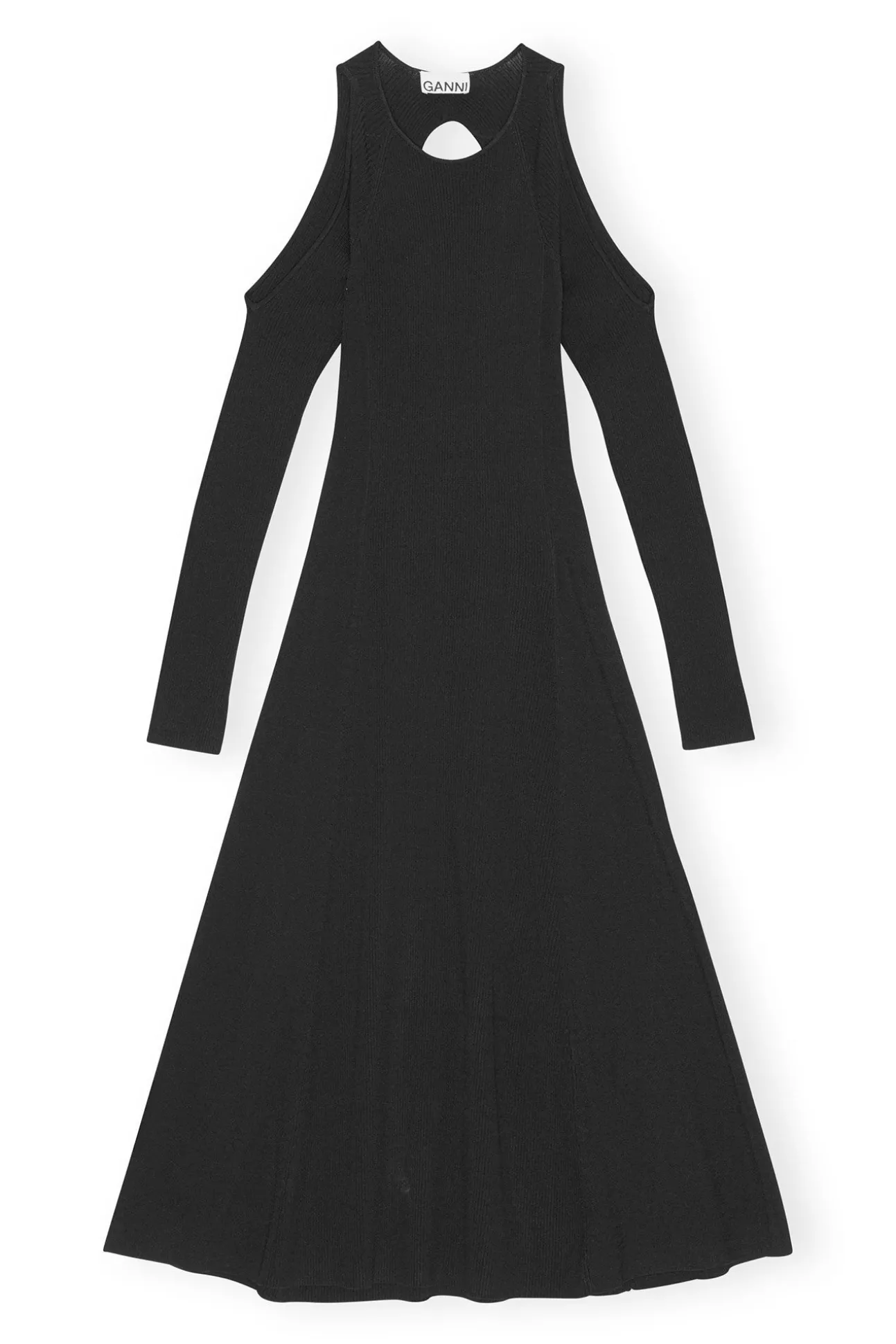 Best Sale GANNI Meliertes Midikleid Mit Offenem Rucken Black