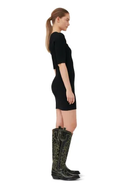 Shop GANNI Meliertes Minikleid Mit Cut-Outs Black