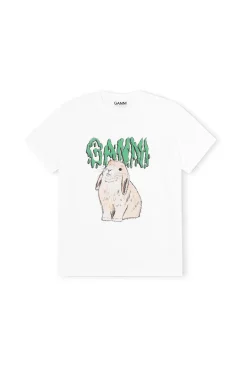 Discount GANNI Melting Logo Bunny T-Shirt Bright White