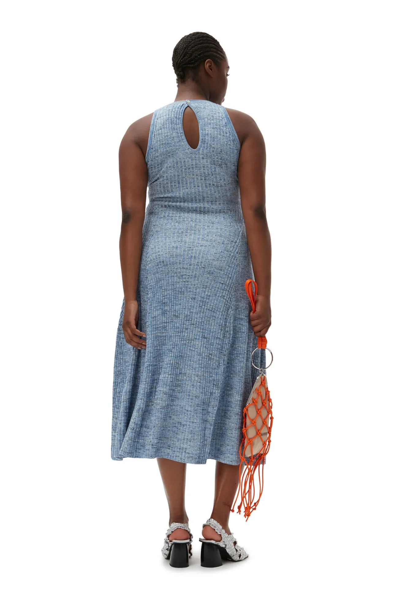Cheap GANNI Merino Mouline Midikleid Blue Curacao