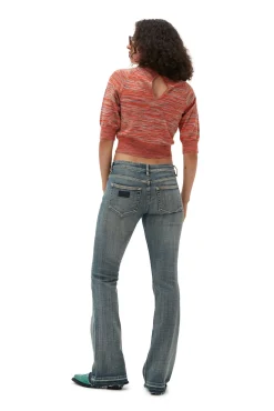 Store GANNI Merino-Mouline-Crop-Top Vibrant Orange