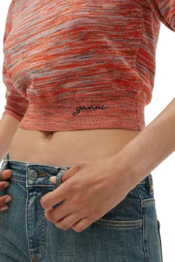 Store GANNI Merino-Mouline-Crop-Top Vibrant Orange