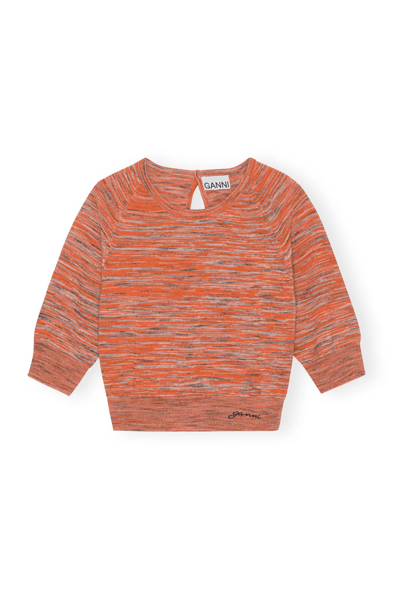Store GANNI Merino-Mouline-Crop-Top Vibrant Orange