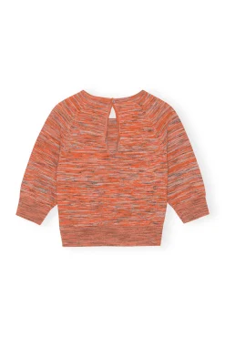 Store GANNI Merino-Mouline-Crop-Top Vibrant Orange