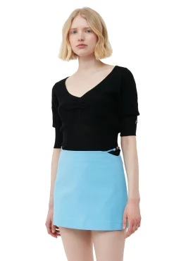 Flash Sale GANNI Merino-Spitzen-O-Ausschnitt Black