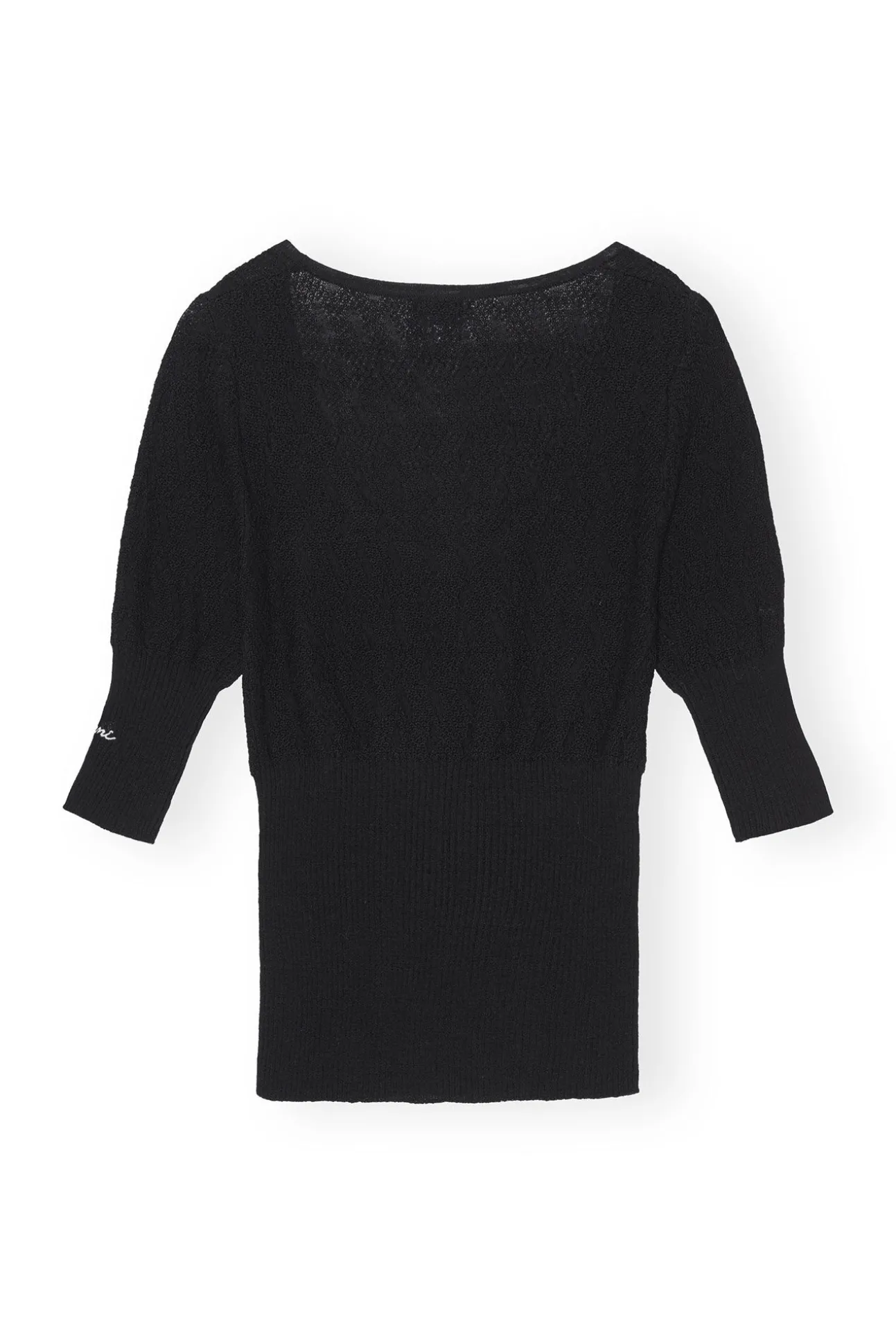 Flash Sale GANNI Merino-Spitzen-O-Ausschnitt Black