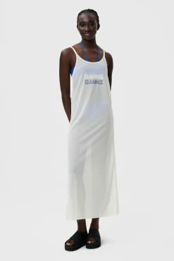 Flash Sale GANNI Mesh Cover Up Slip Dress Egret