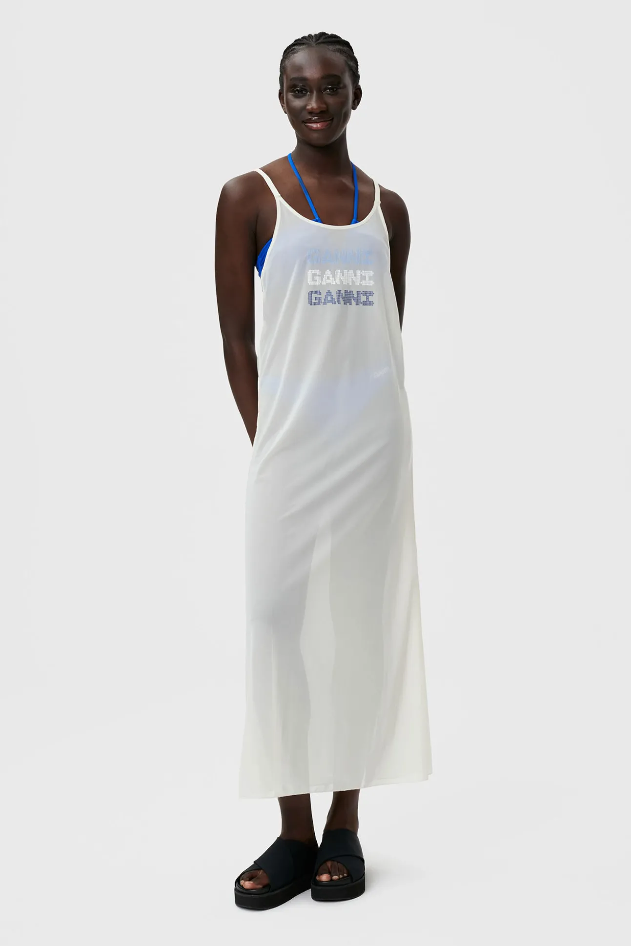 Flash Sale GANNI Mesh Cover Up Slip Dress Egret