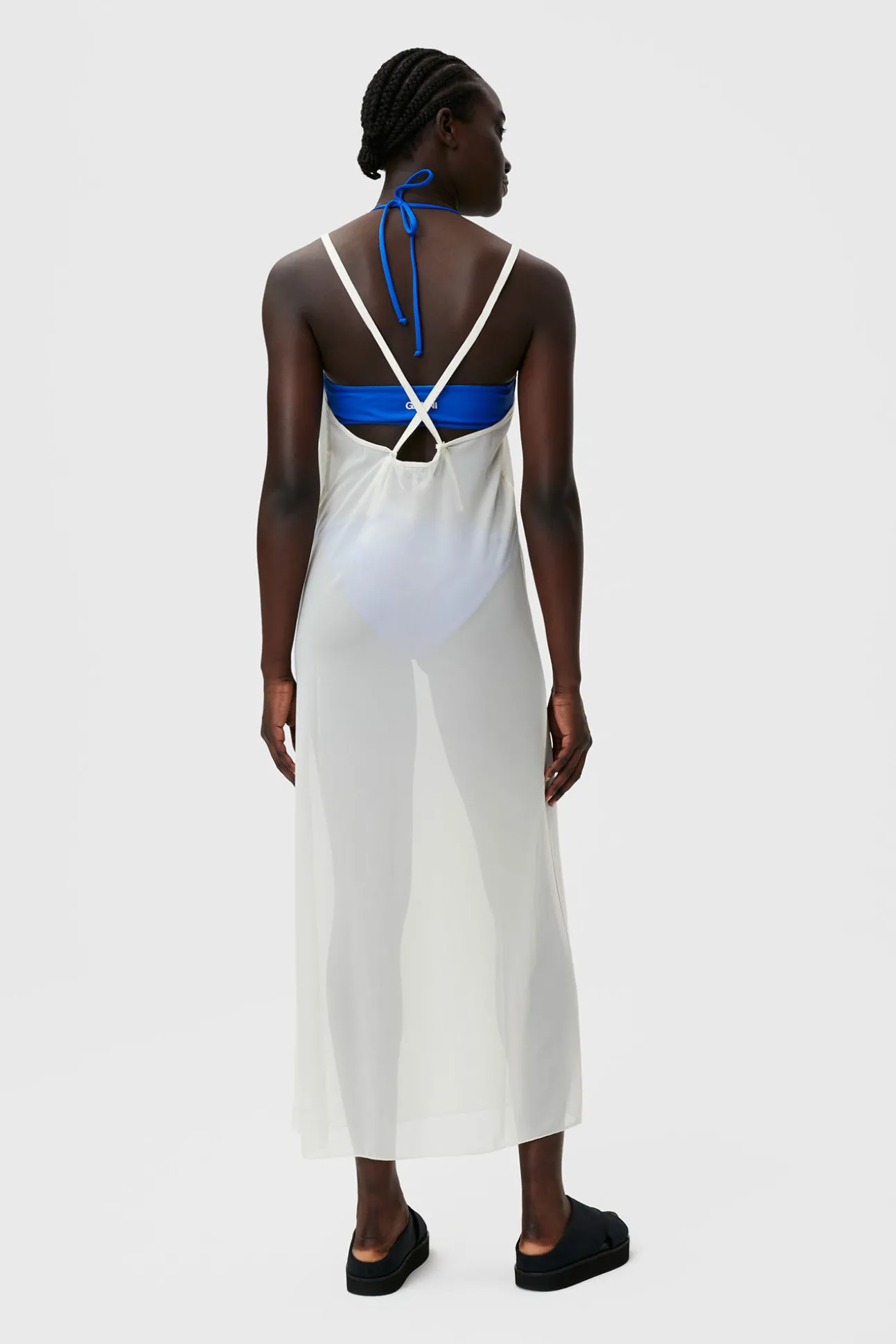 Flash Sale GANNI Mesh Cover Up Slip Dress Egret
