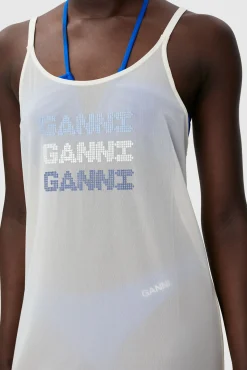 Flash Sale GANNI Mesh Cover Up Slip Dress Egret