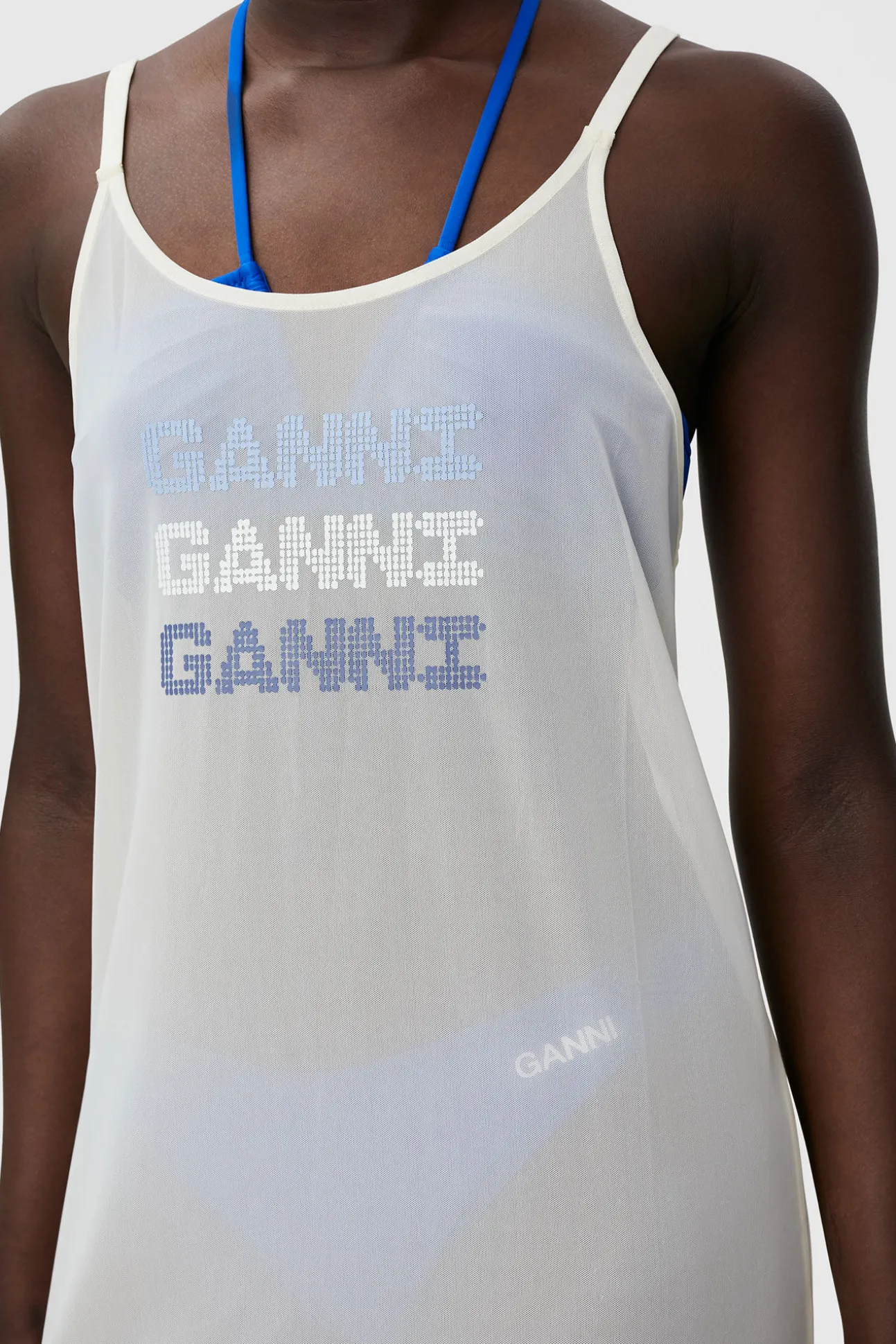 Flash Sale GANNI Mesh Cover Up Slip Dress Egret