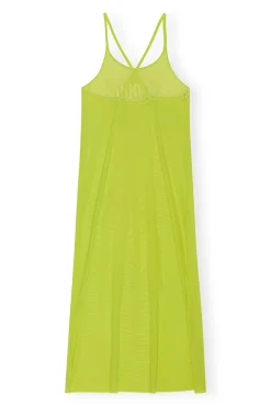 Outlet GANNI Mesh Cover Up Slip Dress Lime Punch