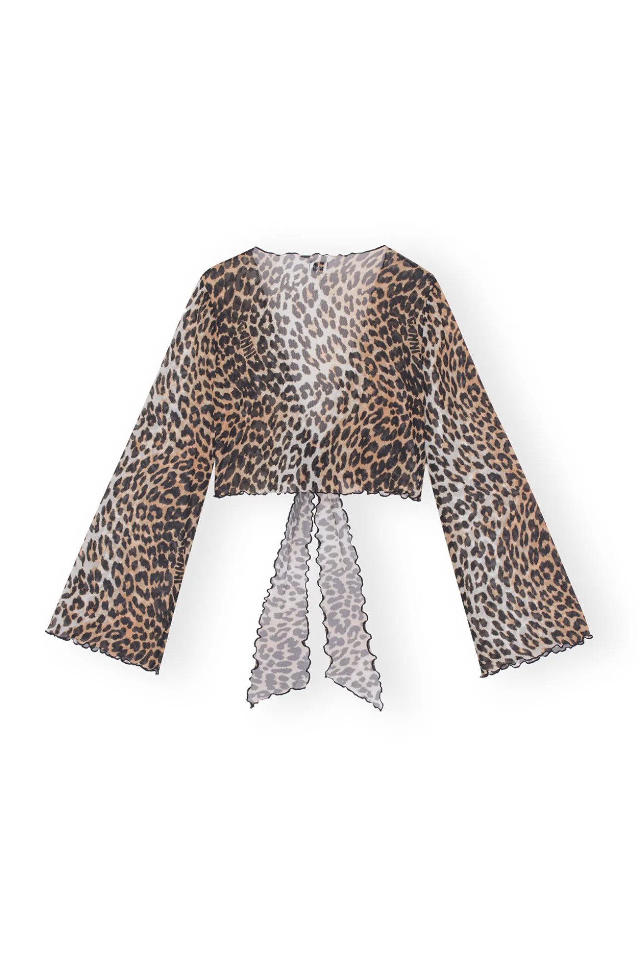 Shop GANNI Mesh-Uberwurf-Wickelbluse Leopard
