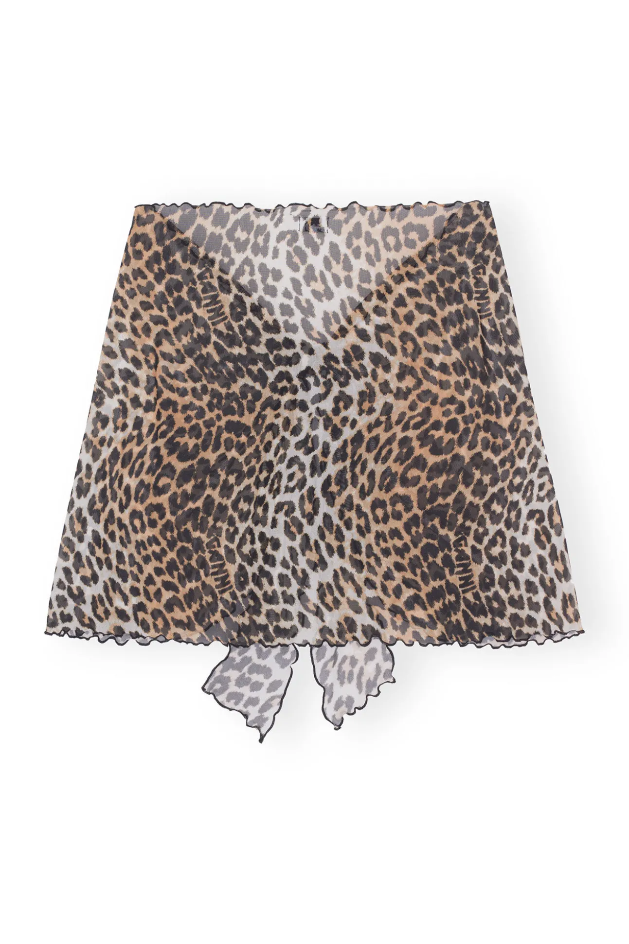 Shop GANNI Mesh-Uberwurf-Wickel-Minirock Leopard