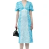 Cheap GANNI Midikleid Aus Crinkled Satin Ethereal Blue