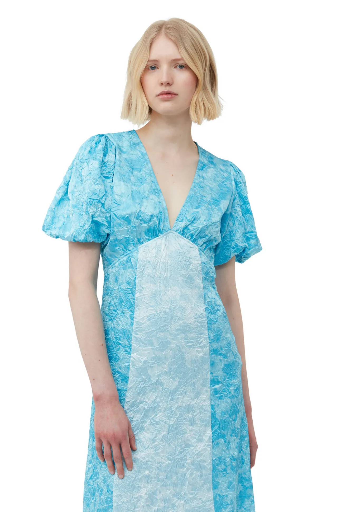 Cheap GANNI Midikleid Aus Crinkled Satin Ethereal Blue