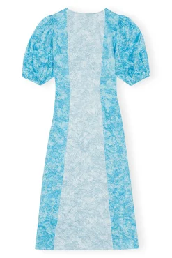 Cheap GANNI Midikleid Aus Crinkled Satin Ethereal Blue