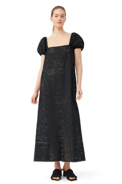 Best Sale GANNI Midikleid Aus Lochstickerei Black