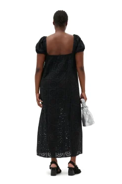 Best Sale GANNI Midikleid Aus Lochstickerei Black