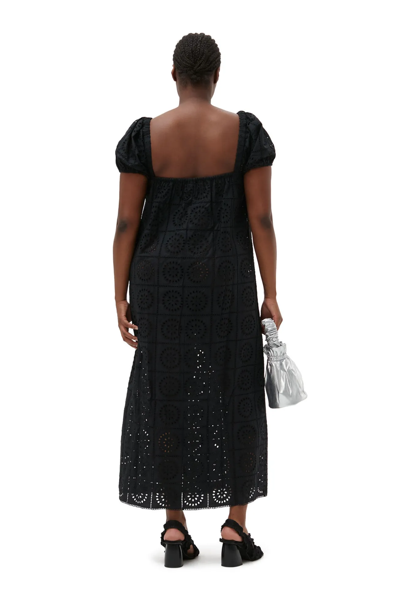 Best Sale GANNI Midikleid Aus Lochstickerei Black