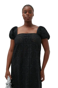 Best Sale GANNI Midikleid Aus Lochstickerei Black