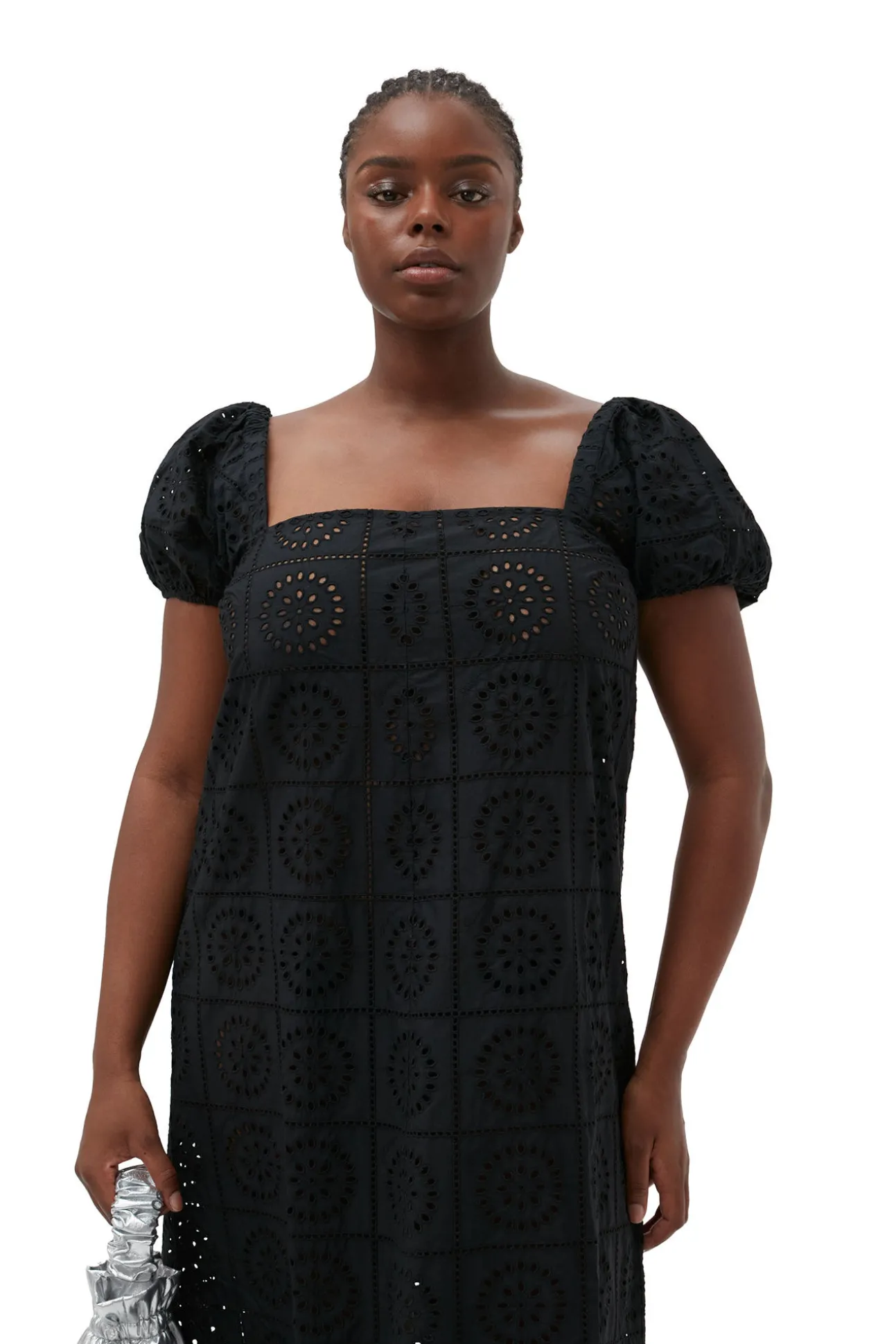Best Sale GANNI Midikleid Aus Lochstickerei Black