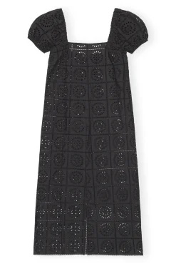 Best Sale GANNI Midikleid Aus Lochstickerei Black