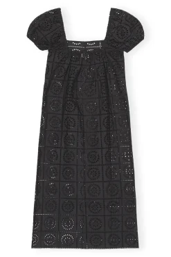Best Sale GANNI Midikleid Aus Lochstickerei Black
