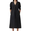 New GANNI Midikleid Aus Popeline Black