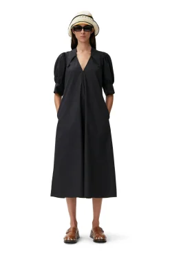 New GANNI Midikleid Aus Popeline Black