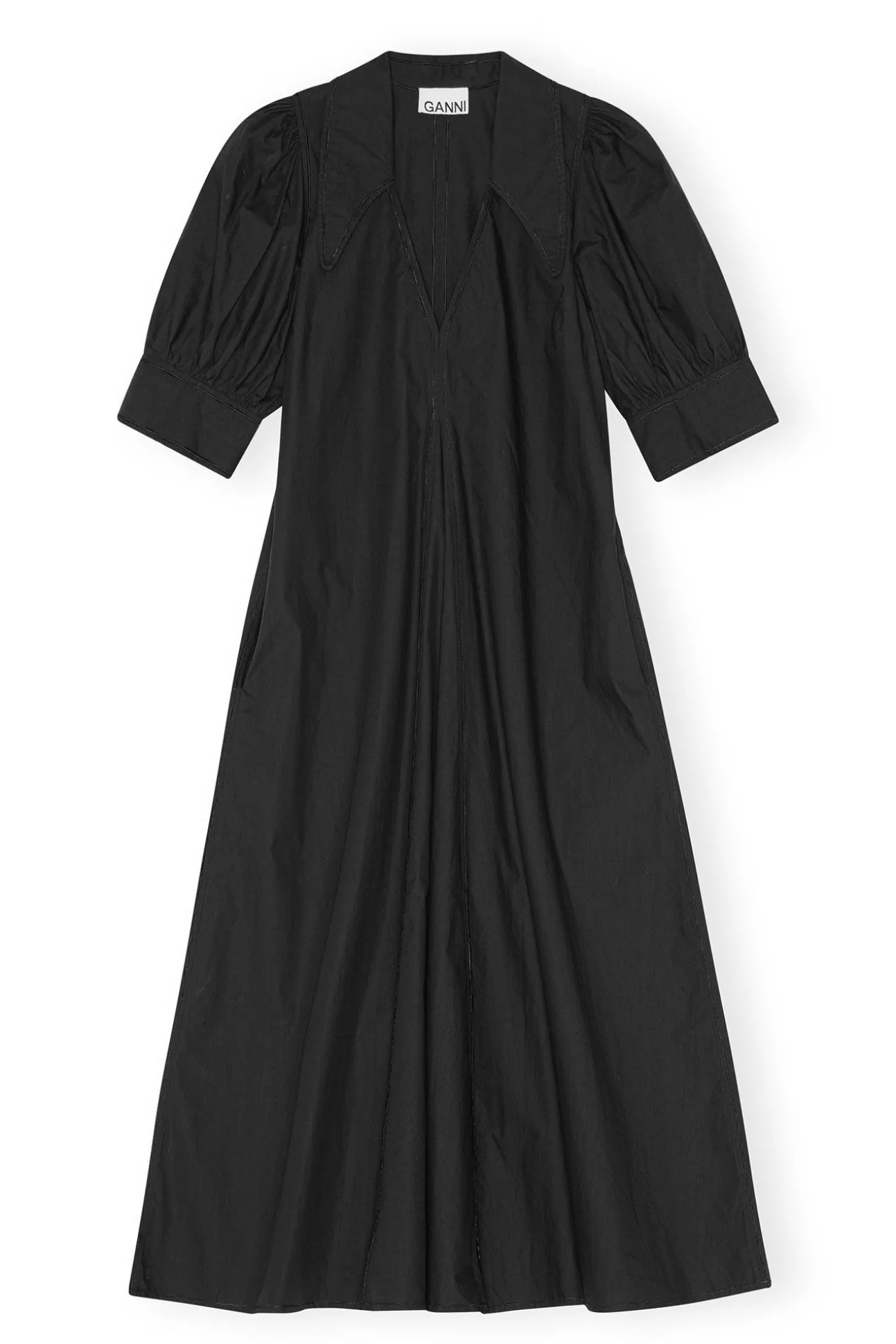 New GANNI Midikleid Aus Popeline Black