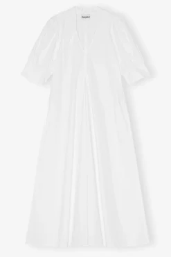 Outlet GANNI Midikleid Aus Popeline Bright White