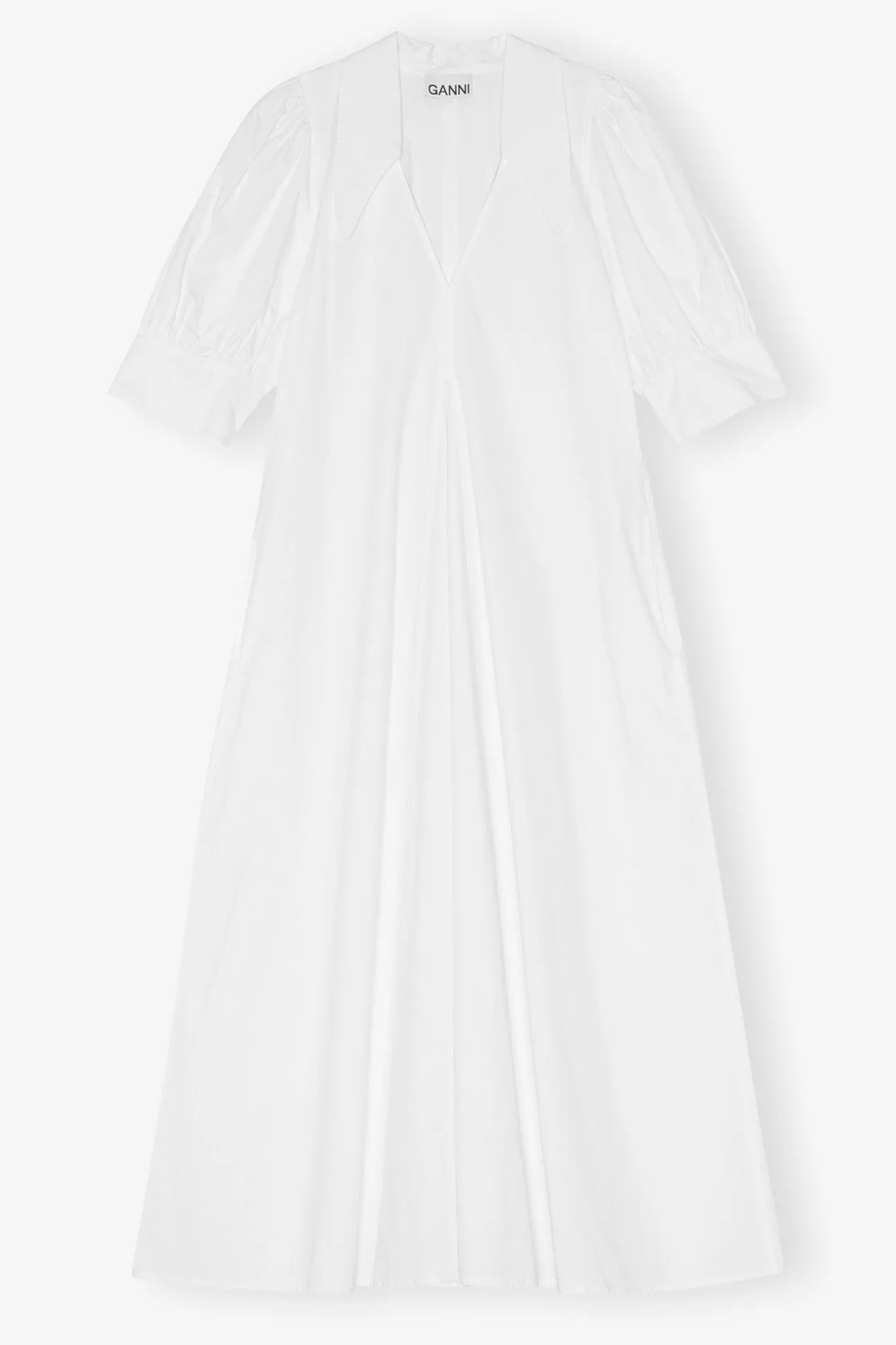 Outlet GANNI Midikleid Aus Popeline Bright White