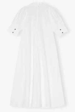 Outlet GANNI Midikleid Aus Popeline Bright White