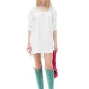 New GANNI Minikleid Aus Cotton Poplin Mit Quadratischem Ausschnitt Bright White
