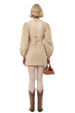 Sale GANNI Minikleid Aus Cotton Poplin Mit Offenem Rucken Curds And Whey