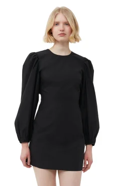 Best GANNI Minikleid Aus Cotton Poplin Mit Offenem Rucken Black
