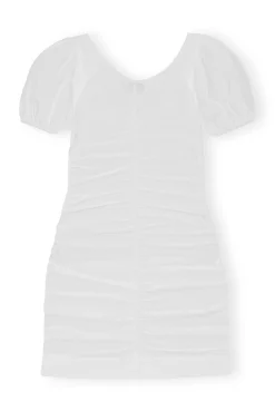 Shop GANNI Minikleid Aus Cotton Poplin Bright White