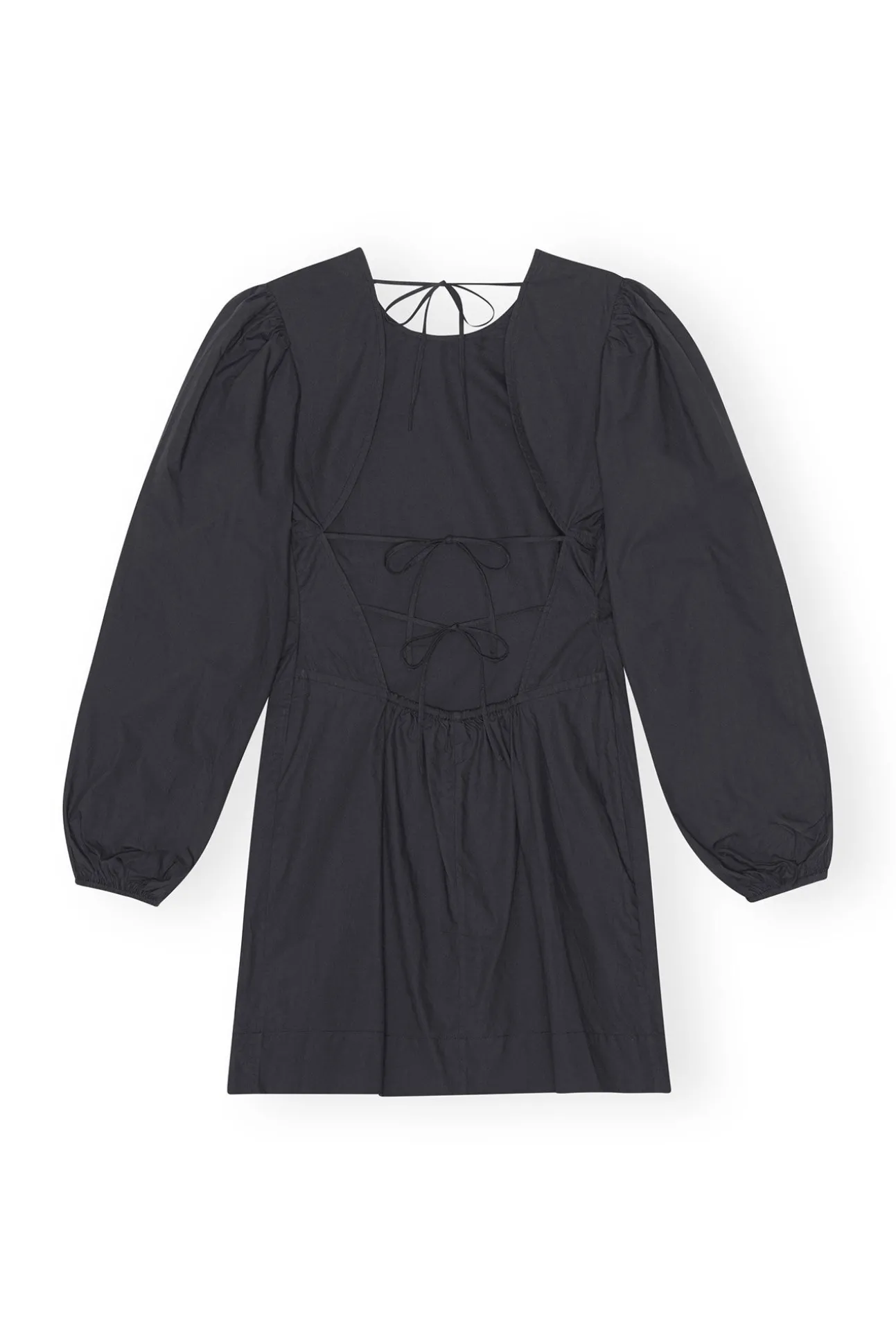 Best GANNI Minikleid Aus Cotton Poplin Mit Offenem Rucken Black