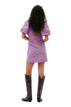 Cheap GANNI Minikleid Aus Kariertem Anzugstoff Wild Orchid