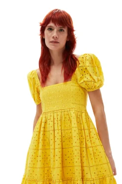 Flash Sale GANNI Minikleid Aus Lochstickerei Maize