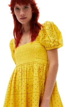 Flash Sale GANNI Minikleid Aus Lochstickerei Maize