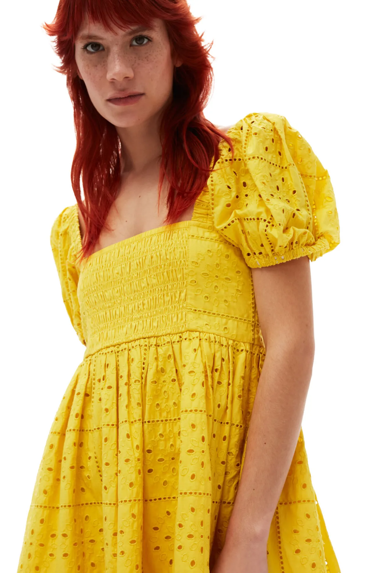Flash Sale GANNI Minikleid Aus Lochstickerei Maize