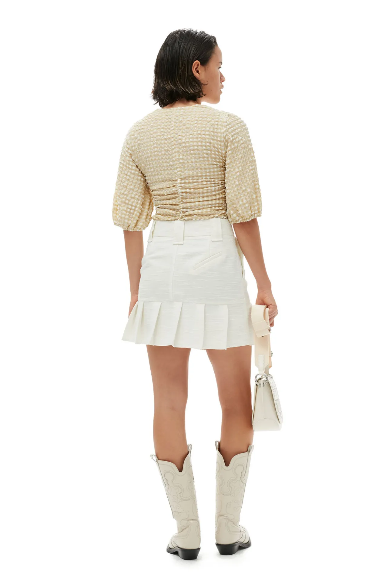Cheap GANNI Minirock Aus Slub Linen Egret