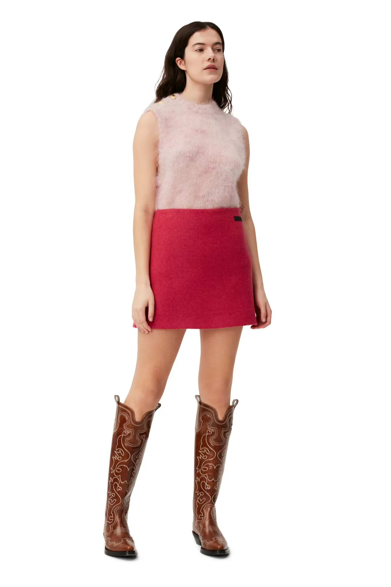 Store GANNI Minirock Aus Wool Fiery Red