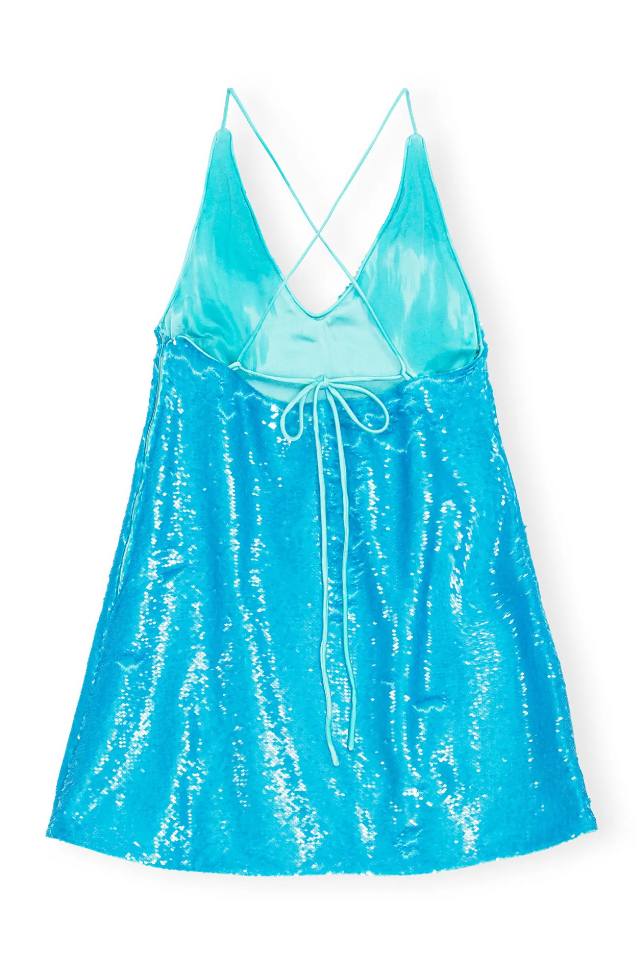 Hot GANNI Mini-Tragerkleid Mit Blauen Pailletten Blue Curacao
