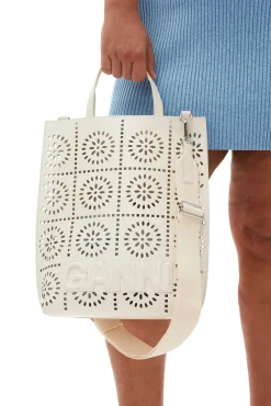 Clearance GANNI Mittelgrose Perforierte Bannertasche Egret