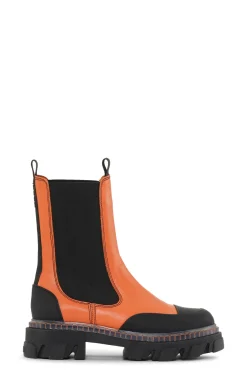 Cheap GANNI Mittelhohe Chelsea-Stiefel Mit Stollen Orangeade